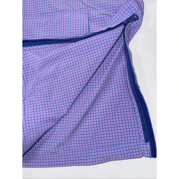 Mizzen Main Leeward 1/4 Zip Pullover Mens S Blue Pink Check Zip Pocket Mock Neck - Picture 5 of 13